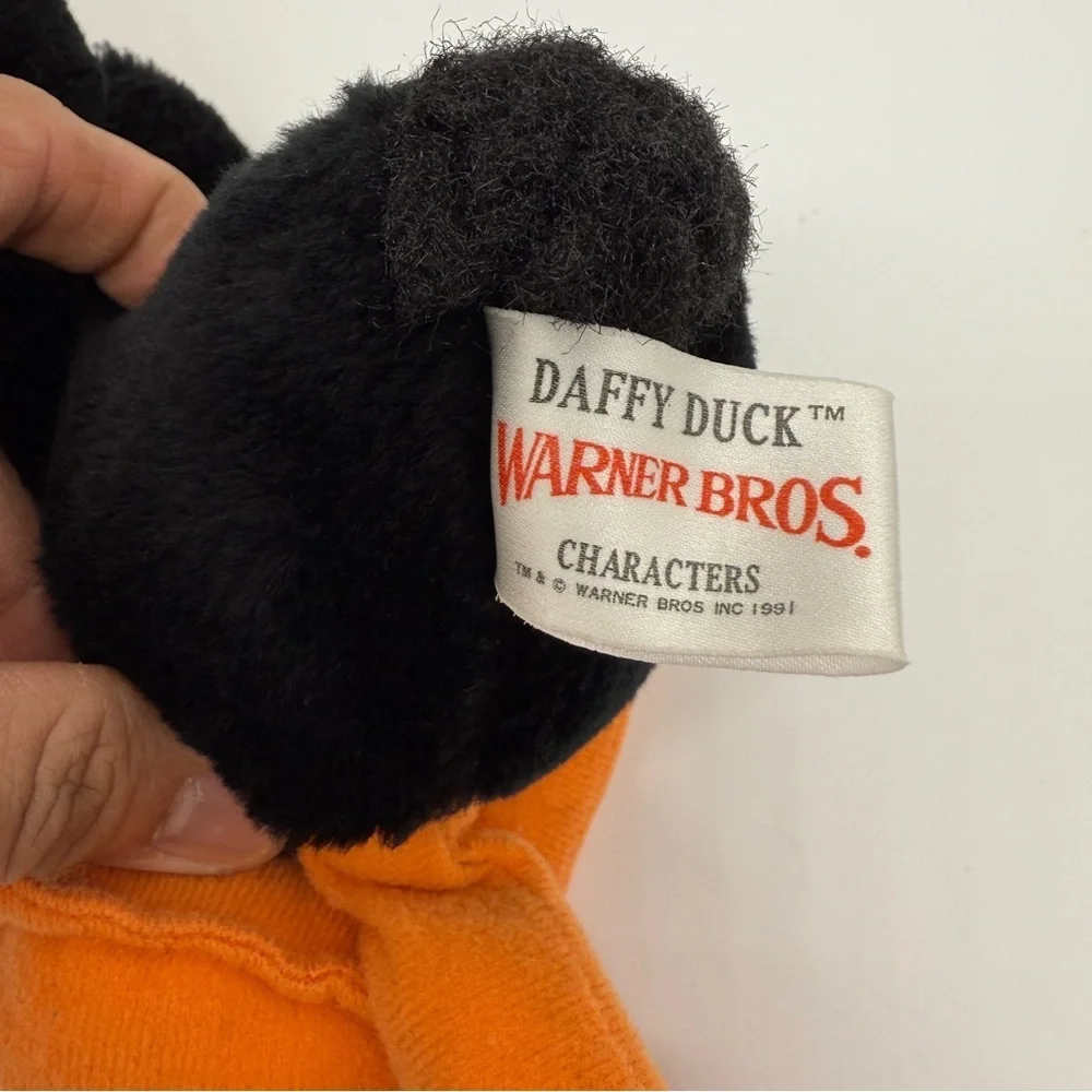 Daffy Duck 9" Plush Toy Warner Bros 1993 Looney Tunes Black Orange Vintage - Picture 5 of 5